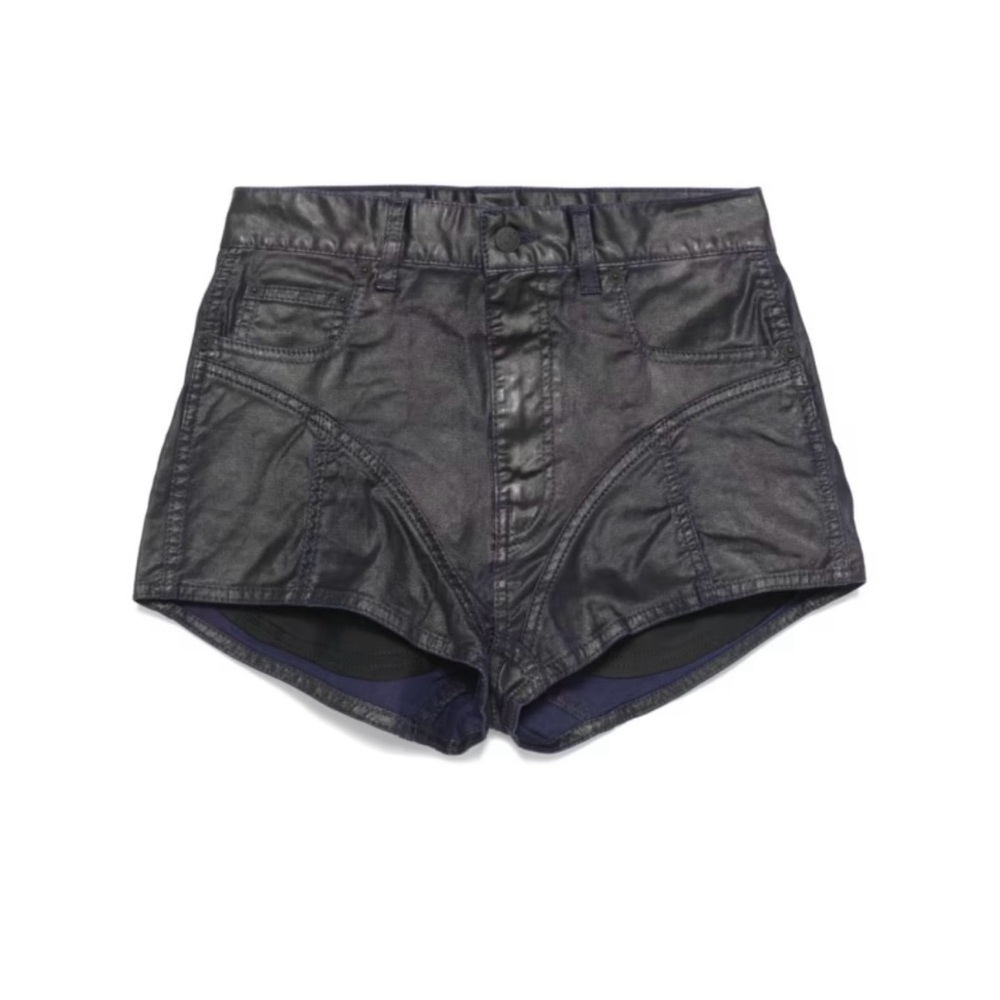 Mugler midnight blue bi-material denim shorts